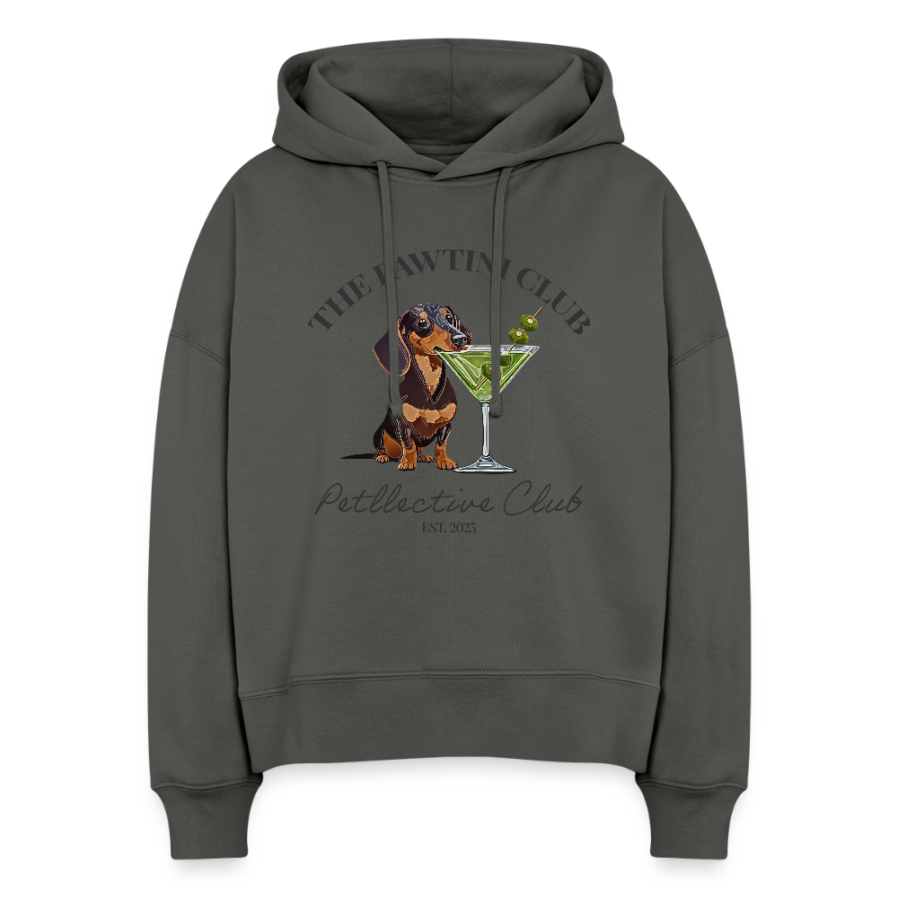 Unisex Bio-Hoodie „The Pawtini Club“ – Dackel & Martini-Vibes - Anthrazit