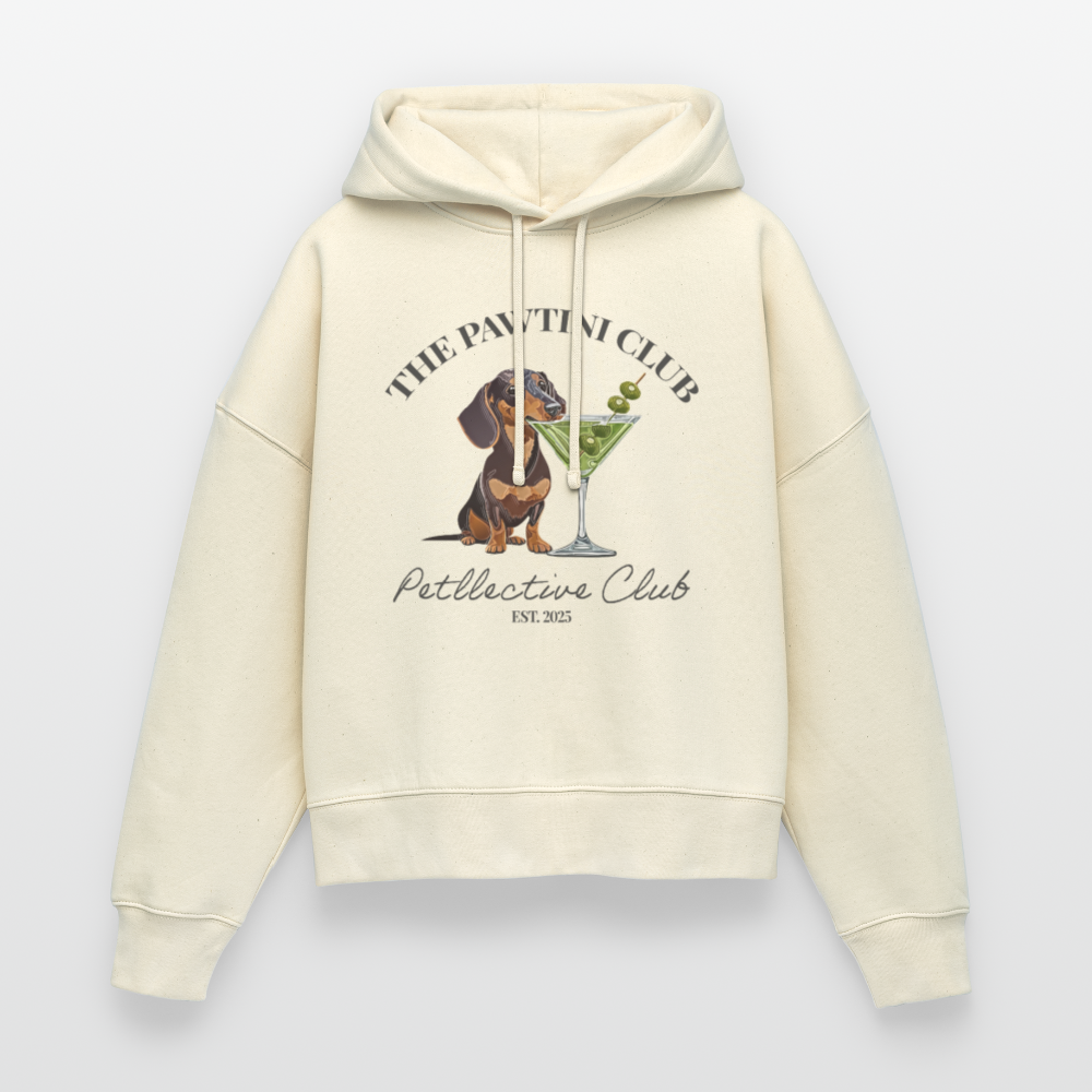 Unisex Bio-Hoodie „The Pawtini Club“ – Dackel & Martini-Vibes - Weißgrau