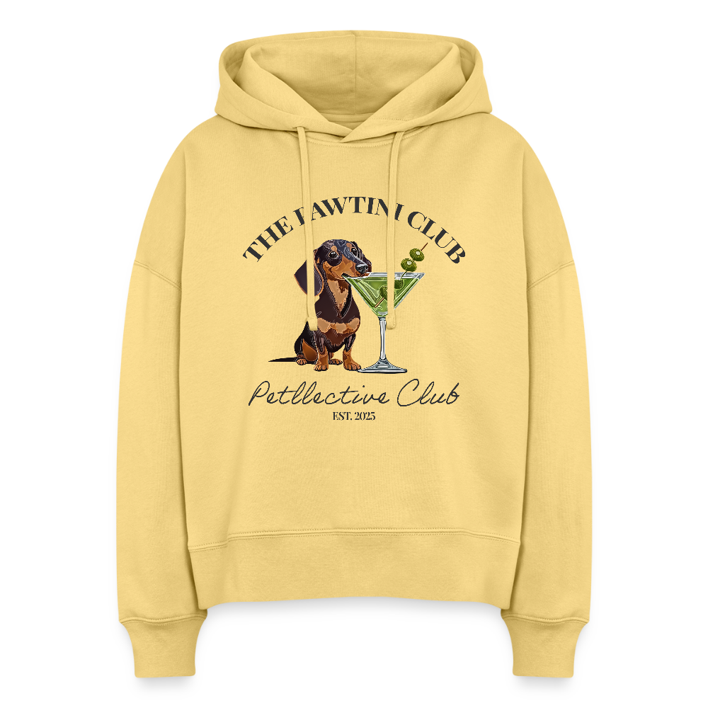 Unisex Bio-Hoodie „The Pawtini Club“ – Dackel & Martini-Vibes - Hellgelb