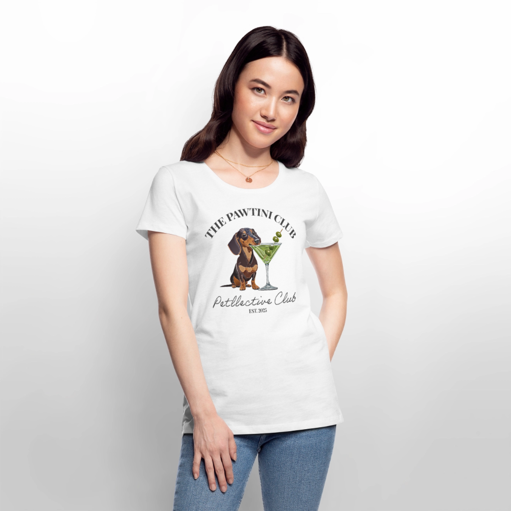 Frauen Premium T-Shirt „The Pawtini Club“ – Dackel trifft Martini-Charme - Weiß