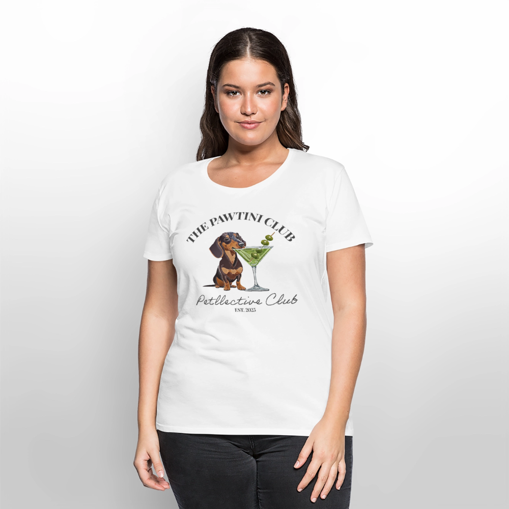 Frauen Premium T-Shirt „The Pawtini Club“ – Dackel trifft Martini-Charme - Weiß
