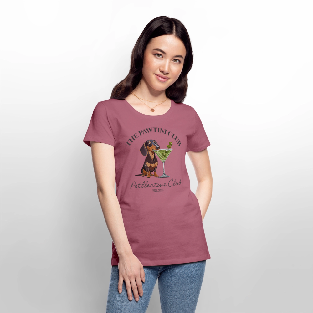 Frauen Premium T-Shirt „The Pawtini Club“ – Dackel trifft Martini-Charme - Mauve
