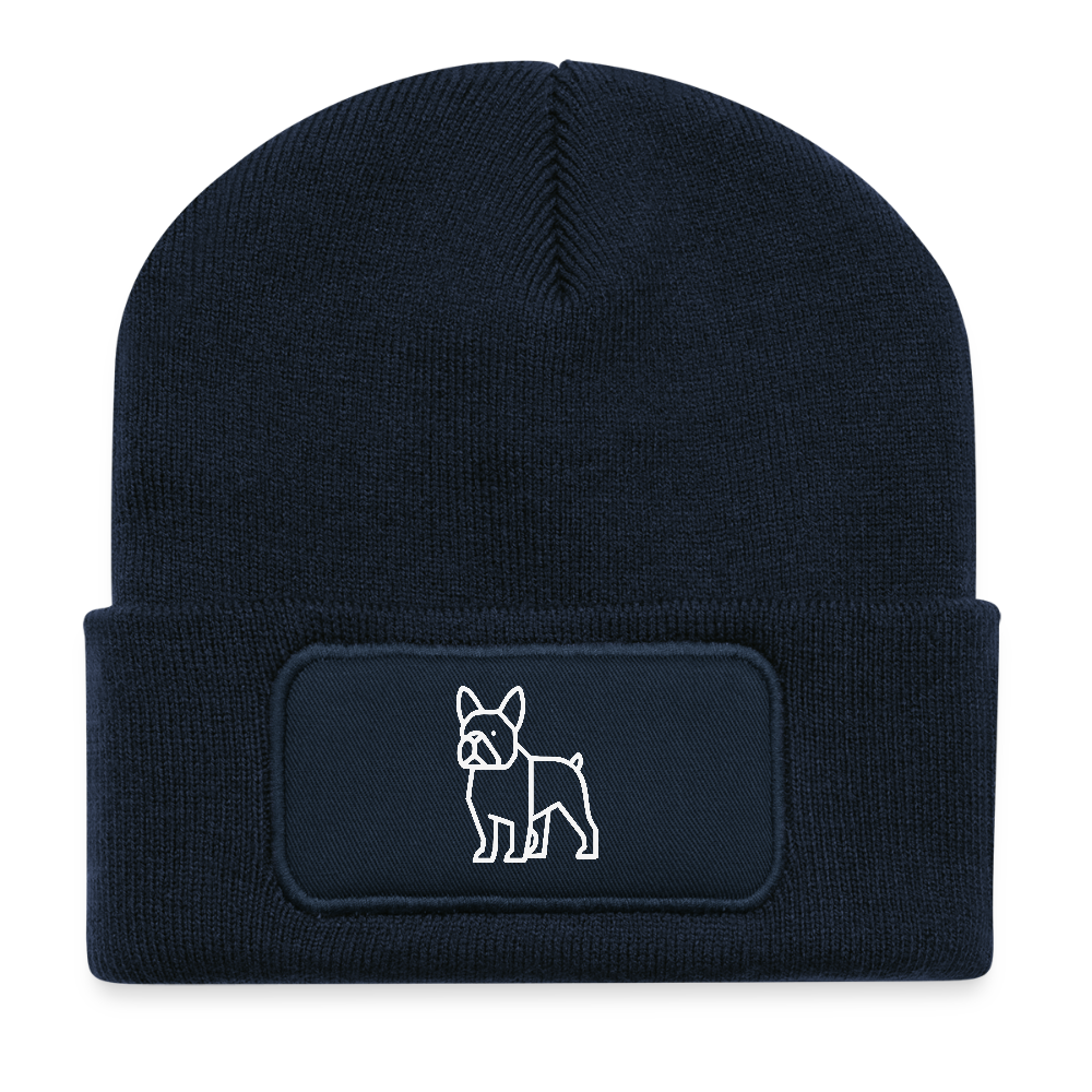 Recycelte Patch Beanie - Französische Bulldoge - French Navy