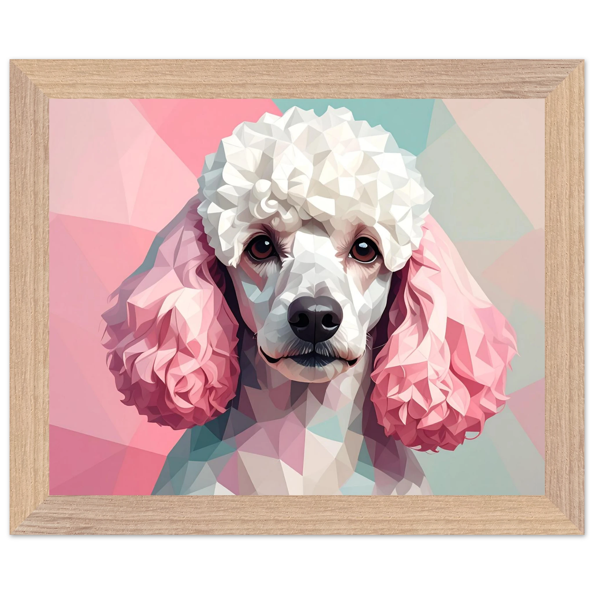 Abstrakter Pudel: Premium-Poster mit Holzrahmen in deinem Wunschformat und Rahmenfarbe-petllective