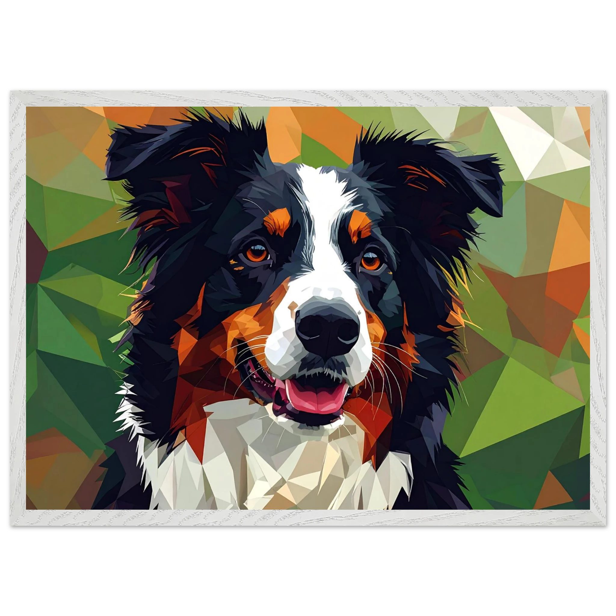 Abstrakter Border Collie Premium-Poster – Lebendige Tierkunst für Ihr Zuhause mit Rahmen nach Wahl-petllective