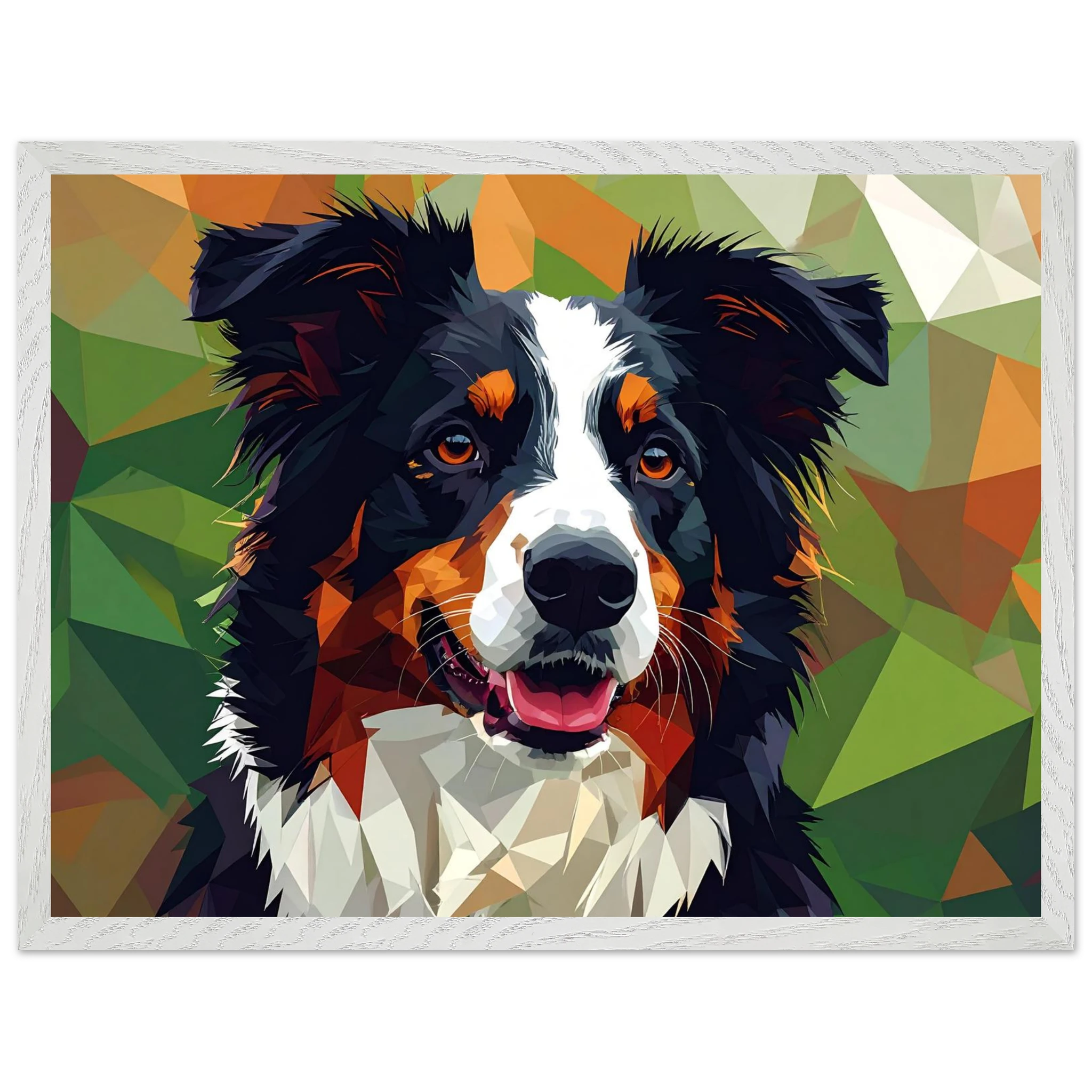 Abstrakter Border Collie Premium-Poster – Lebendige Tierkunst für Ihr Zuhause mit Rahmen nach Wahl-petllective