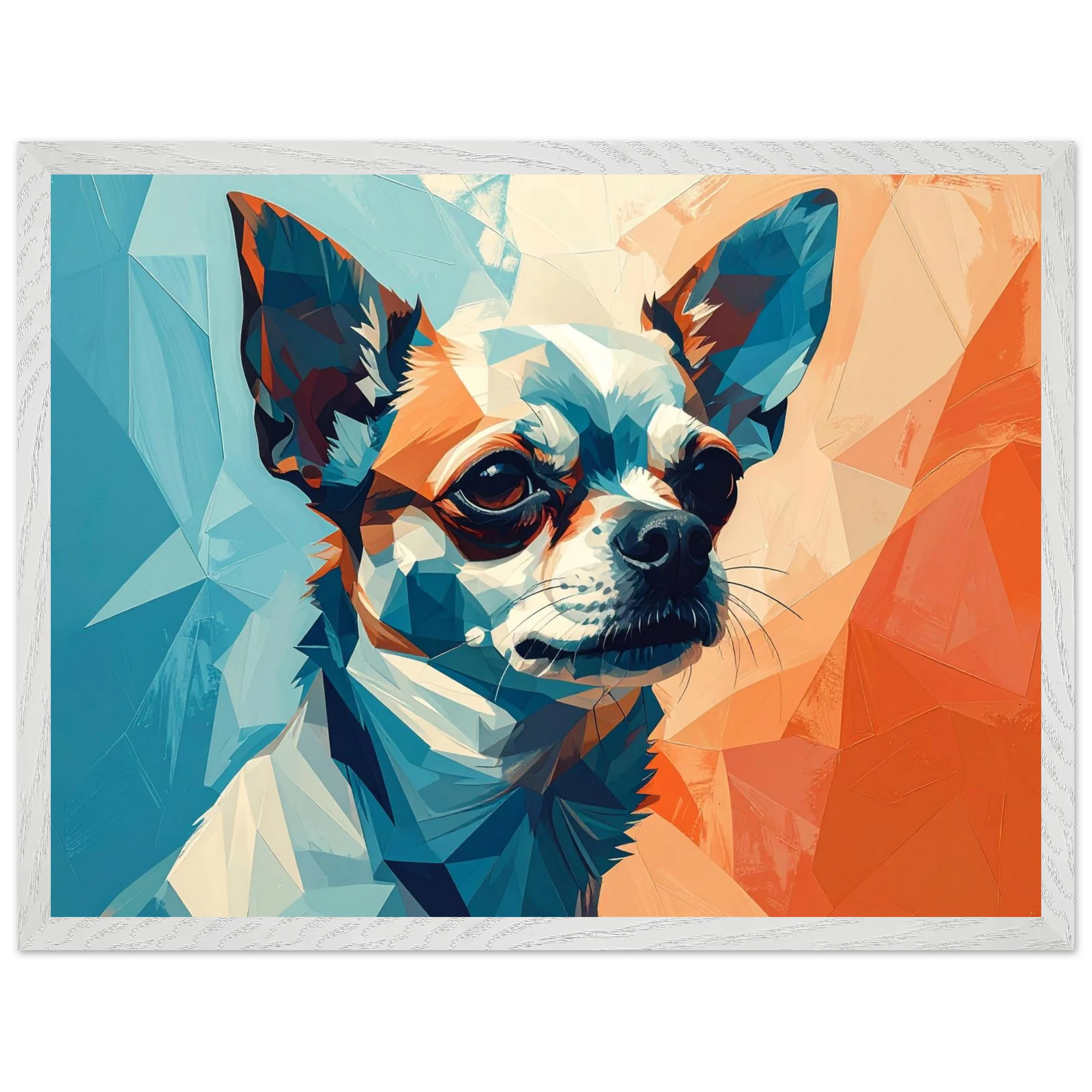 Chihuahua Geometrische Pop-Art: Premium-Poster aus halbmattem Premium-Papier mit Holzrahmen-petllective