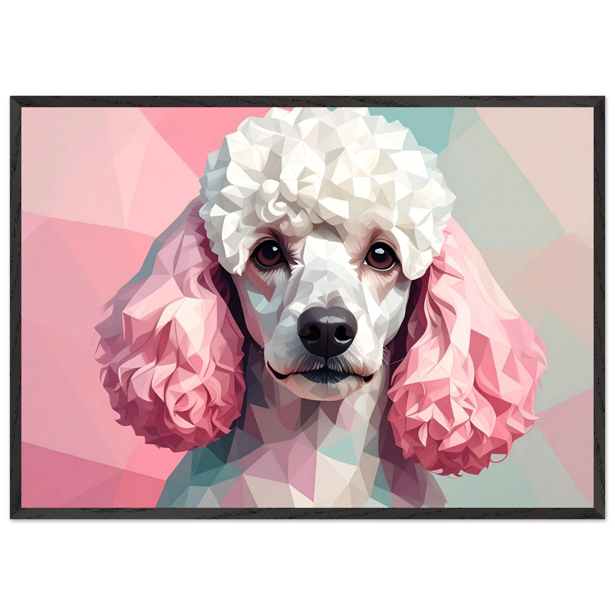 Abstrakter Pudel: Premium-Poster mit Holzrahmen in deinem Wunschformat und Rahmenfarbe-petllective