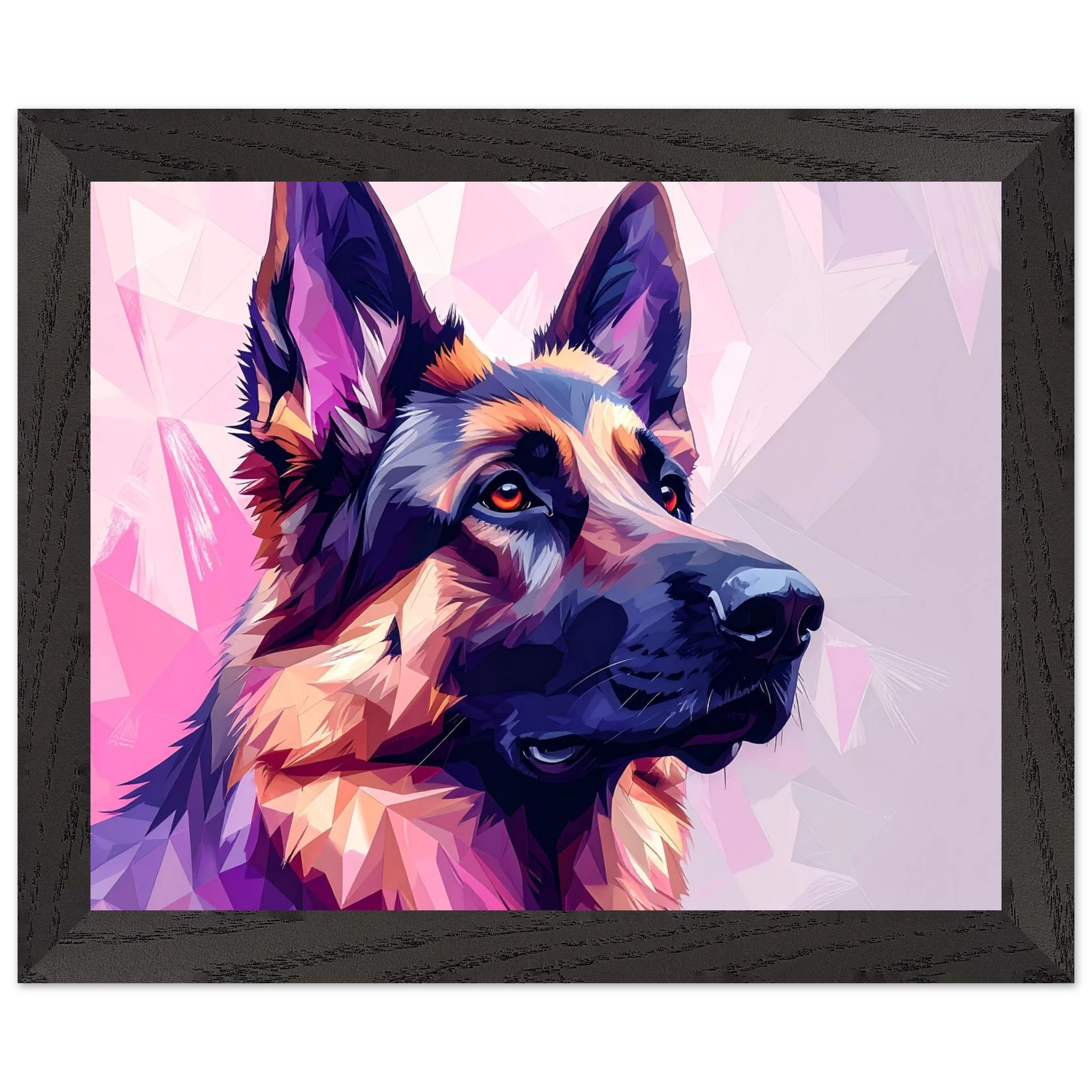 Abstrakter Schäferhund Kunstdruck – Premium Poster mit lebendigem Polygondesign-petllective