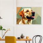 Abstrakter Labrador: Gerahmtes Premium-Poster in facettenreichen Farben – Dein perfekter Wandschmuck-petllective
