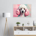 Abstrakter Pudel: Premium-Poster mit Holzrahmen in deinem Wunschformat und Rahmenfarbe-petllective