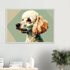 Abstrakter Pudel: Premium-Poster aus halbmattem Premium-Papier mit Holzrahmen – Modernes Haustier-Design-petllective