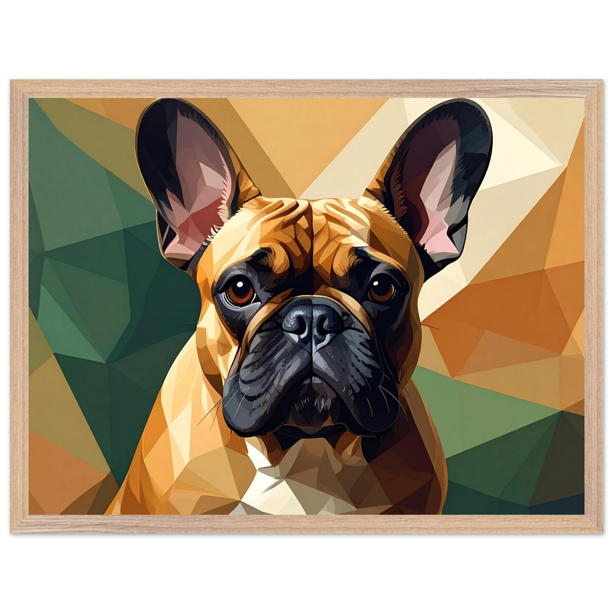 Französische Bulldogge im Polygondesign – Gerahmtes Premium-Poster für moderne Kunstliebhaber-petllective