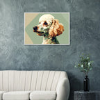 Abstrakter Pudel: Premium-Poster aus halbmattem Premium-Papier mit Holzrahmen – Modernes Haustier-Design-petllective