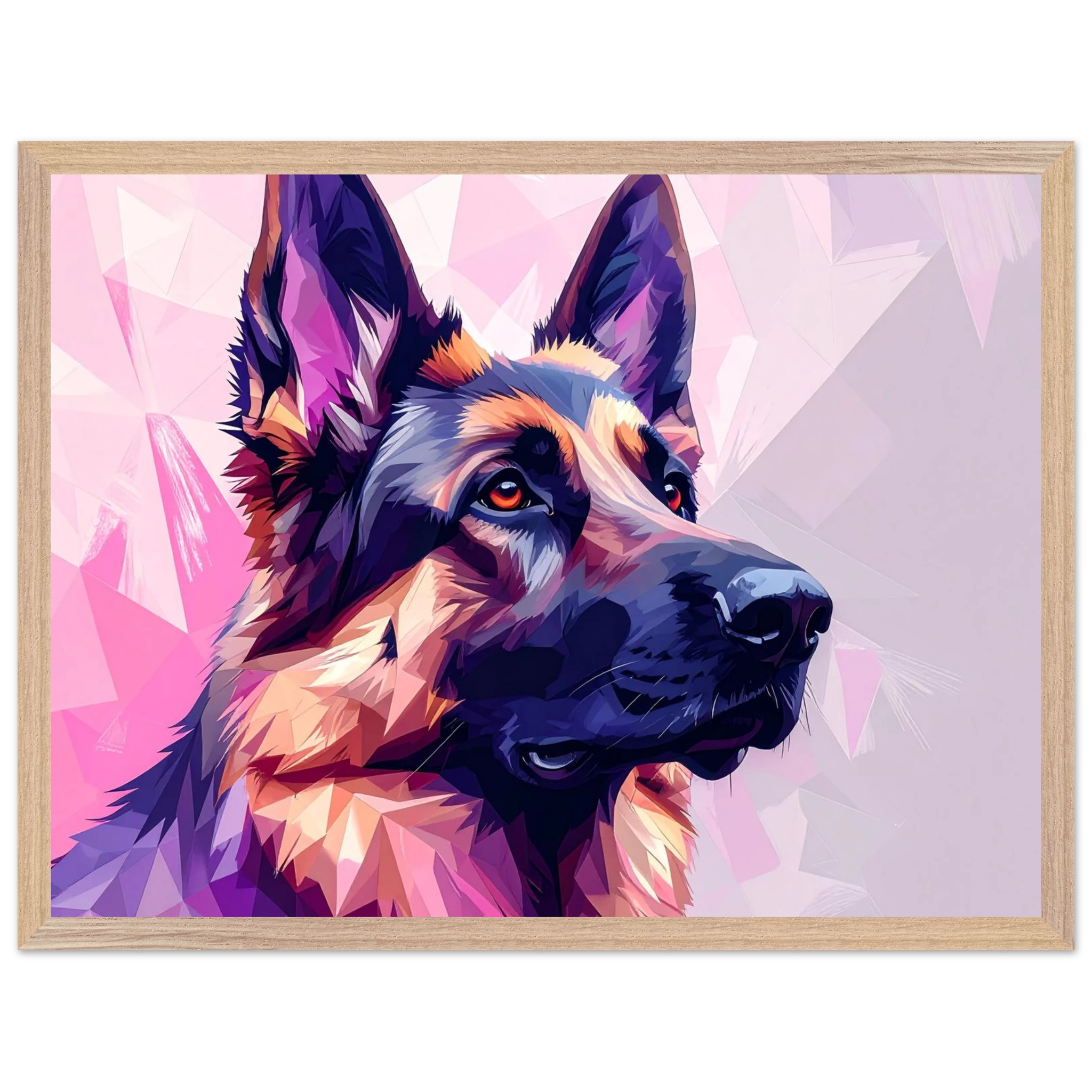 Abstrakter Schäferhund Kunstdruck – Premium Poster mit lebendigem Polygondesign-petllective