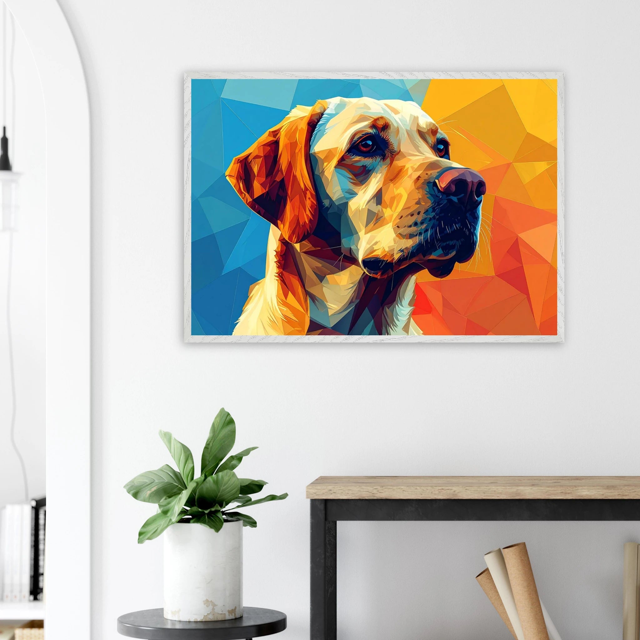 Labrador-Retriever-Portrait: Premium-Poster aus halbmattem Premium-Papier mit Holzrahmen-petllective