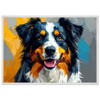 Bunter Hundeporträt-Poster: Premium-Poster aus halbmattem Premium-Papier mit Holzrahmen-petllective