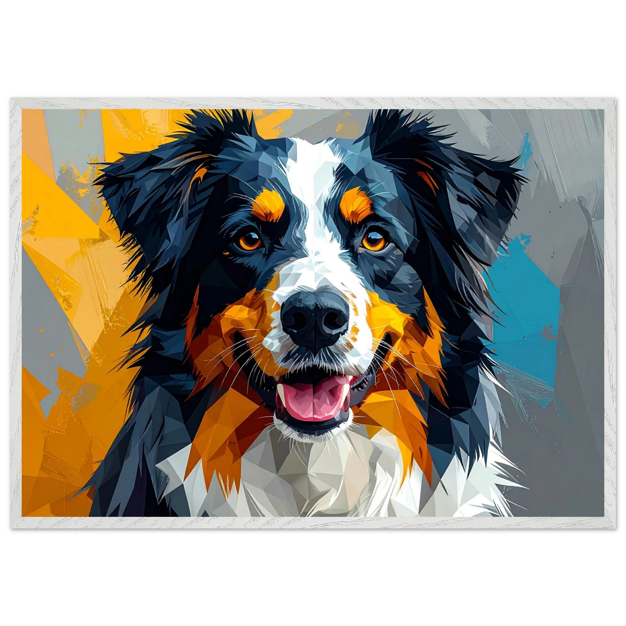 Bunter Hundeporträt-Poster: Premium-Poster aus halbmattem Premium-Papier mit Holzrahmen-petllective