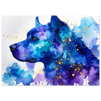 Hundeporträt Aquarell Blau Kunstdruck Wandbild – Fine Art Poster-petllective