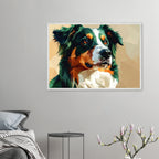 Australian Shepherd im Pop-Art-Stil – Premium-Poster mit Holzrahmen-petllective