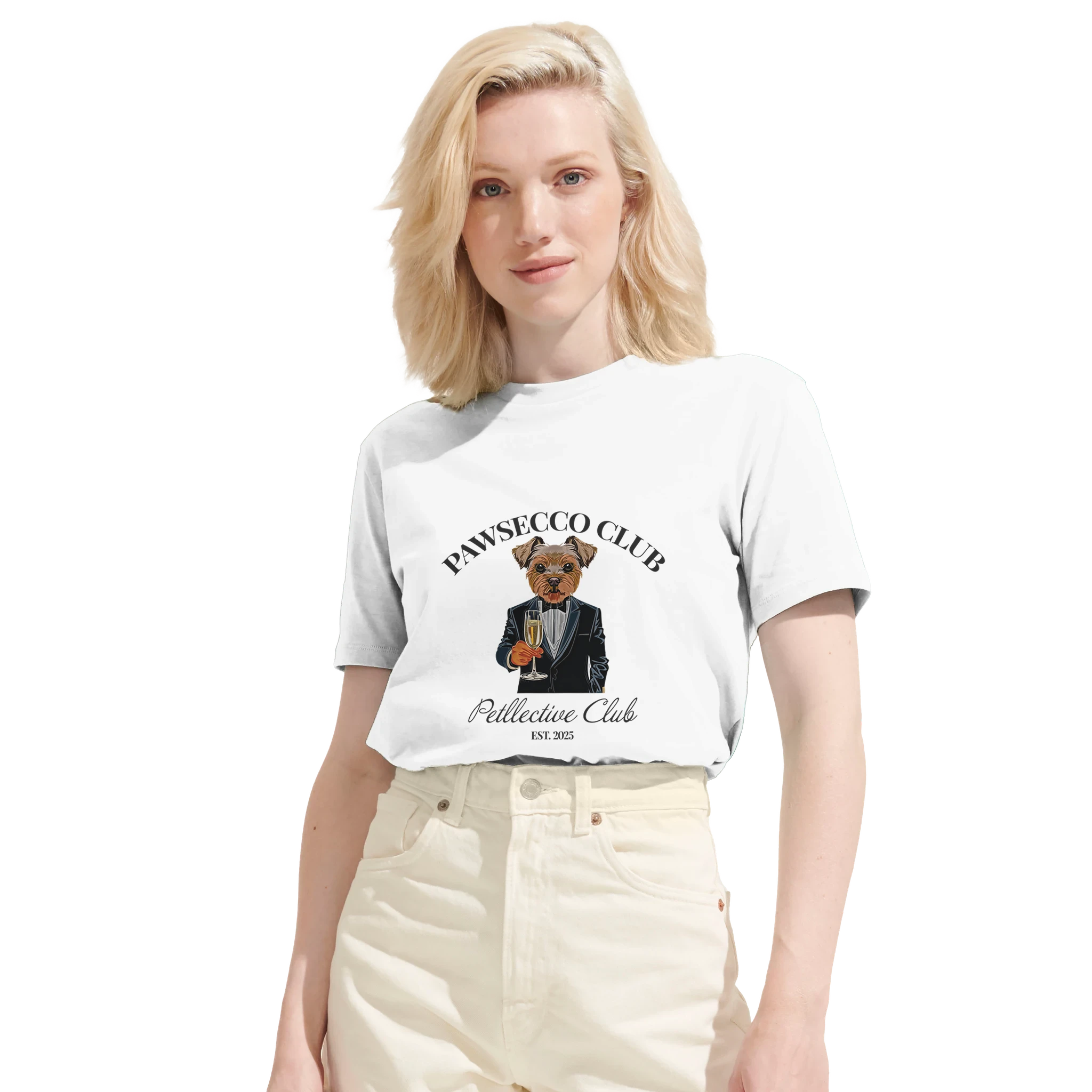 Unisex Bio-Baumwoll T-Shirt „Pawsecco Club“ – Petllective Club Edition-petllective