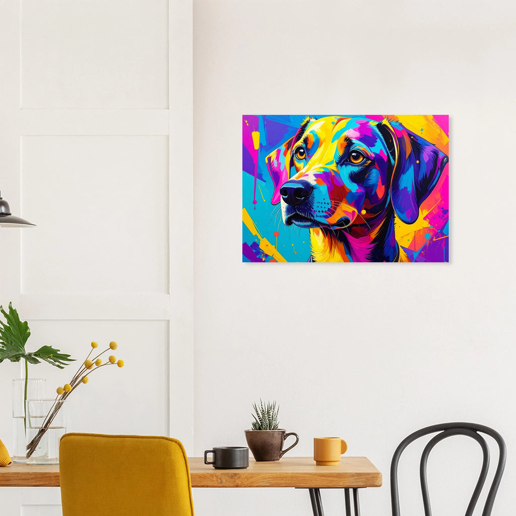 Bunter Hund Pop Art Kunstdruck – Modernes Wandbild für Tierfreunde-petllective