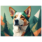Hund mit Bergpanorama Kunstdruck Wandbild – Geometrische Tierkunst-petllective