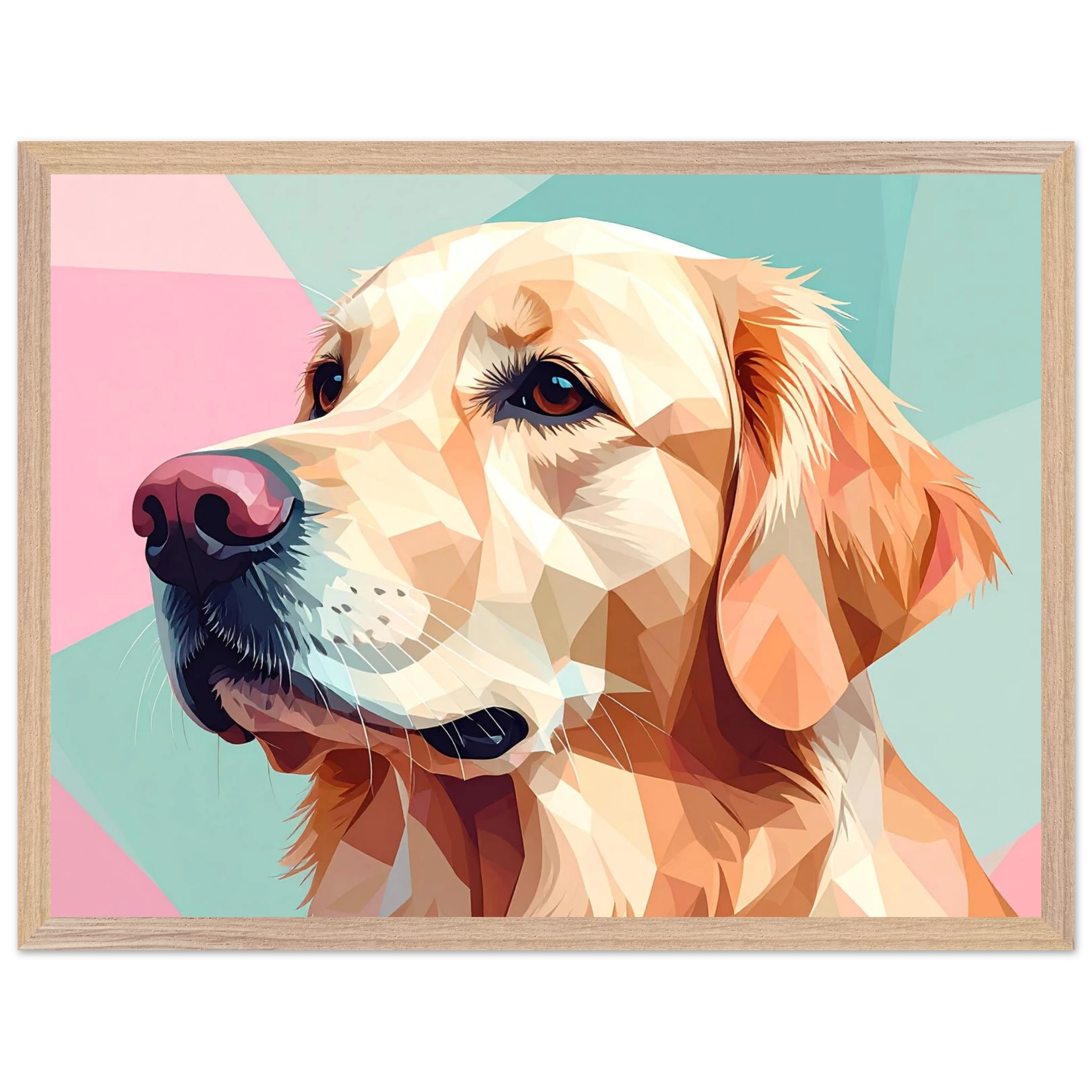 Abstrakter Golden Retriever: Premium-Poster mit Holzrahmen in deinem Wunschformat-petllective