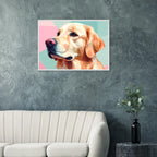 Abstrakter Golden Retriever: Premium-Poster mit Holzrahmen in deinem Wunschformat-petllective