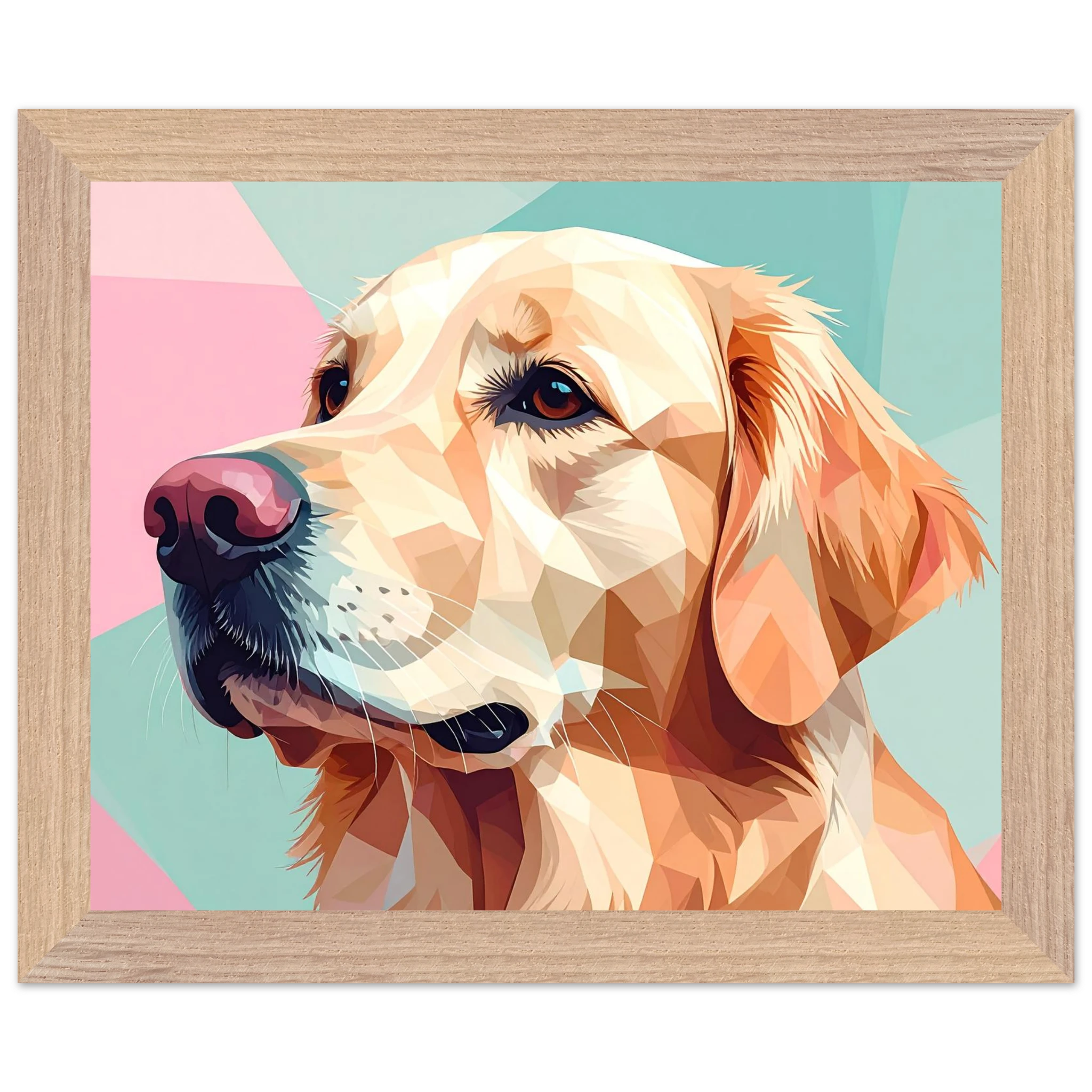 Abstrakter Golden Retriever: Premium-Poster mit Holzrahmen in deinem Wunschformat-petllective