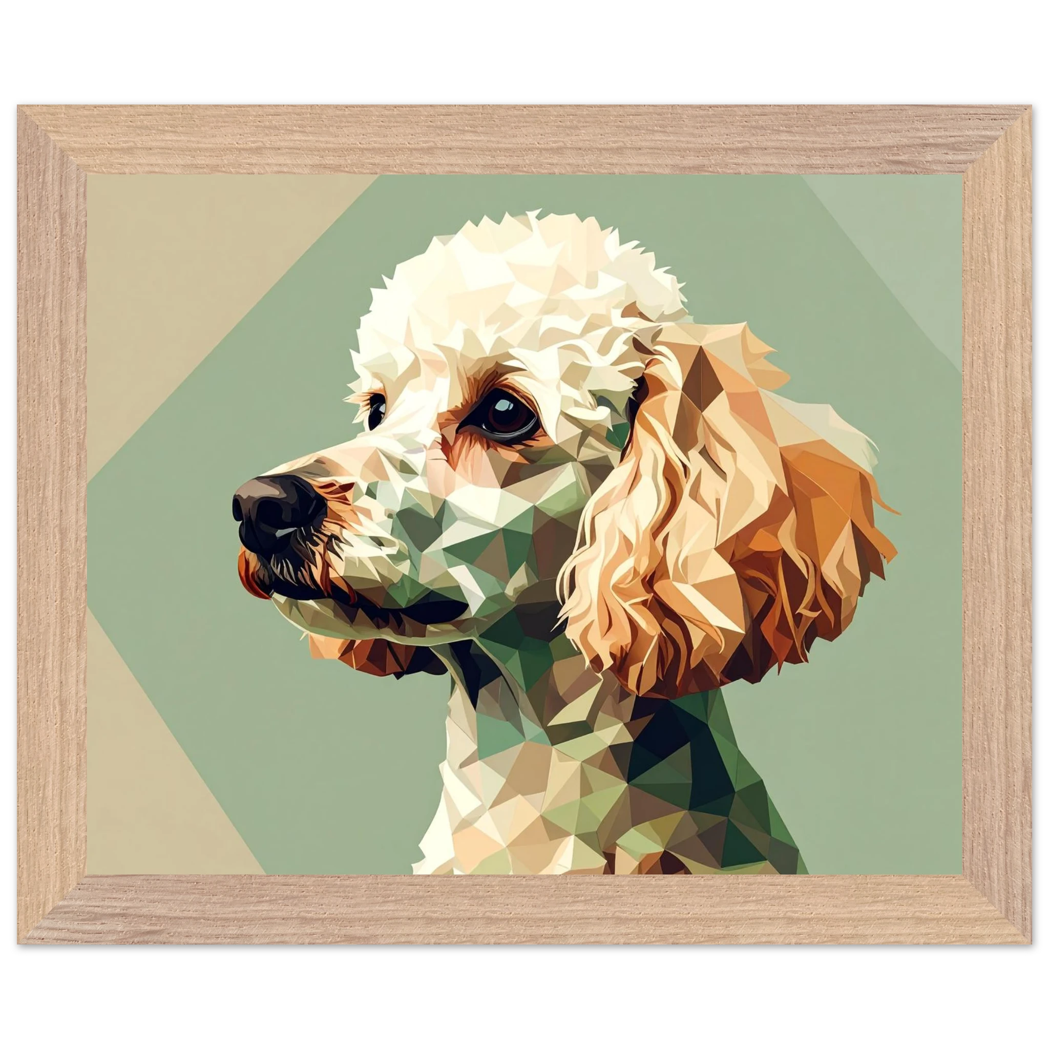 Abstrakter Pudel: Premium-Poster aus halbmattem Premium-Papier mit Holzrahmen – Modernes Haustier-Design-petllective
