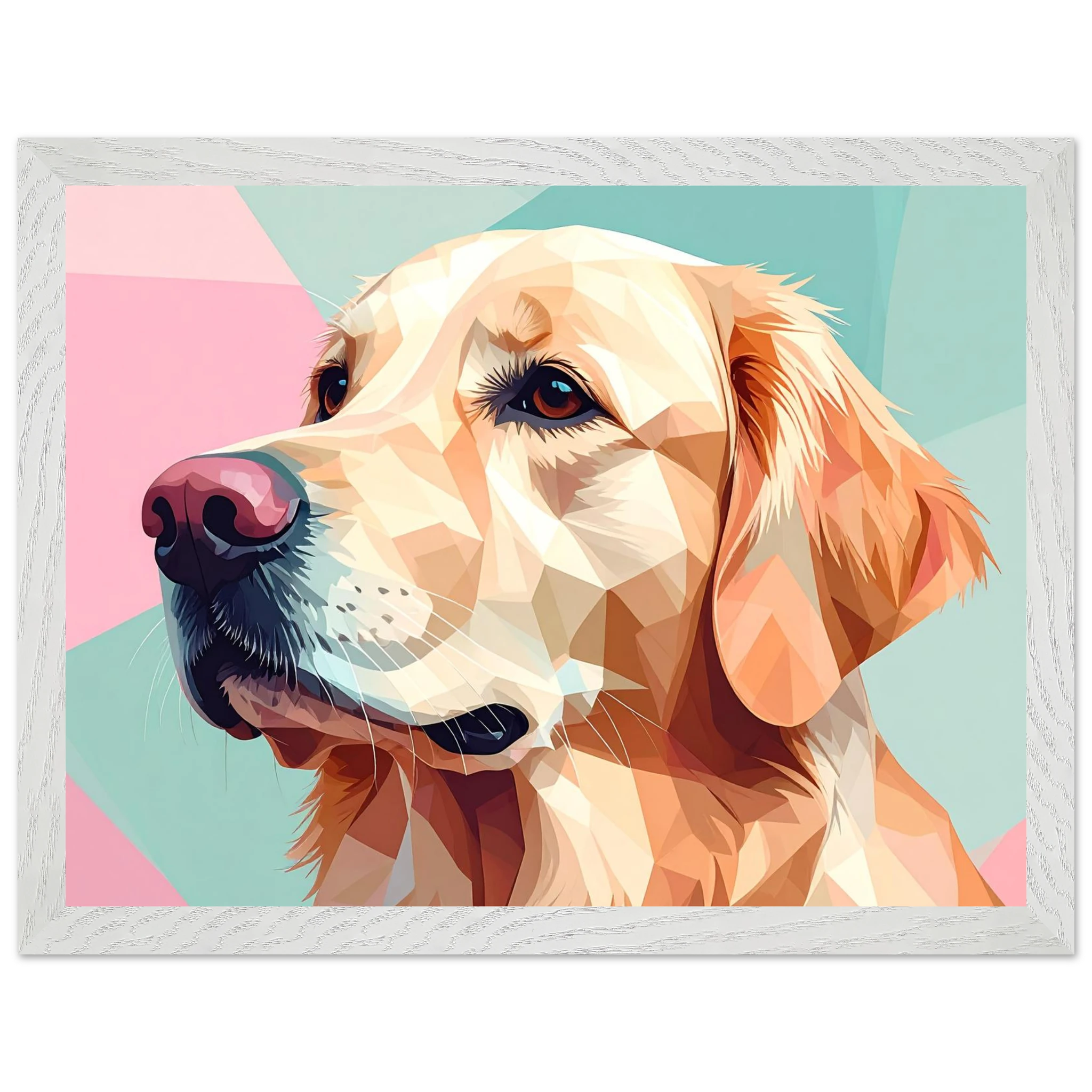 Abstrakter Golden Retriever: Premium-Poster mit Holzrahmen in deinem Wunschformat-petllective