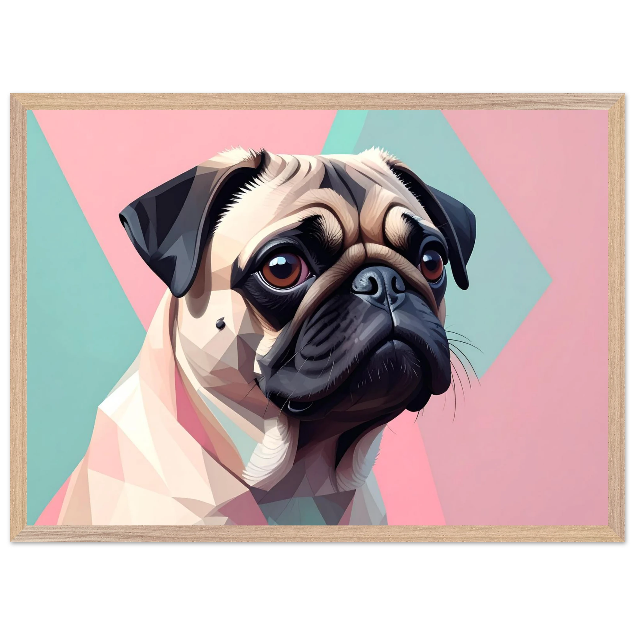 Niedlicher Mops im Pop-Art-Stil: Gerahmtes Premium-Poster mit lebendigen Farben und verschiedenen Rahmungen-petllective