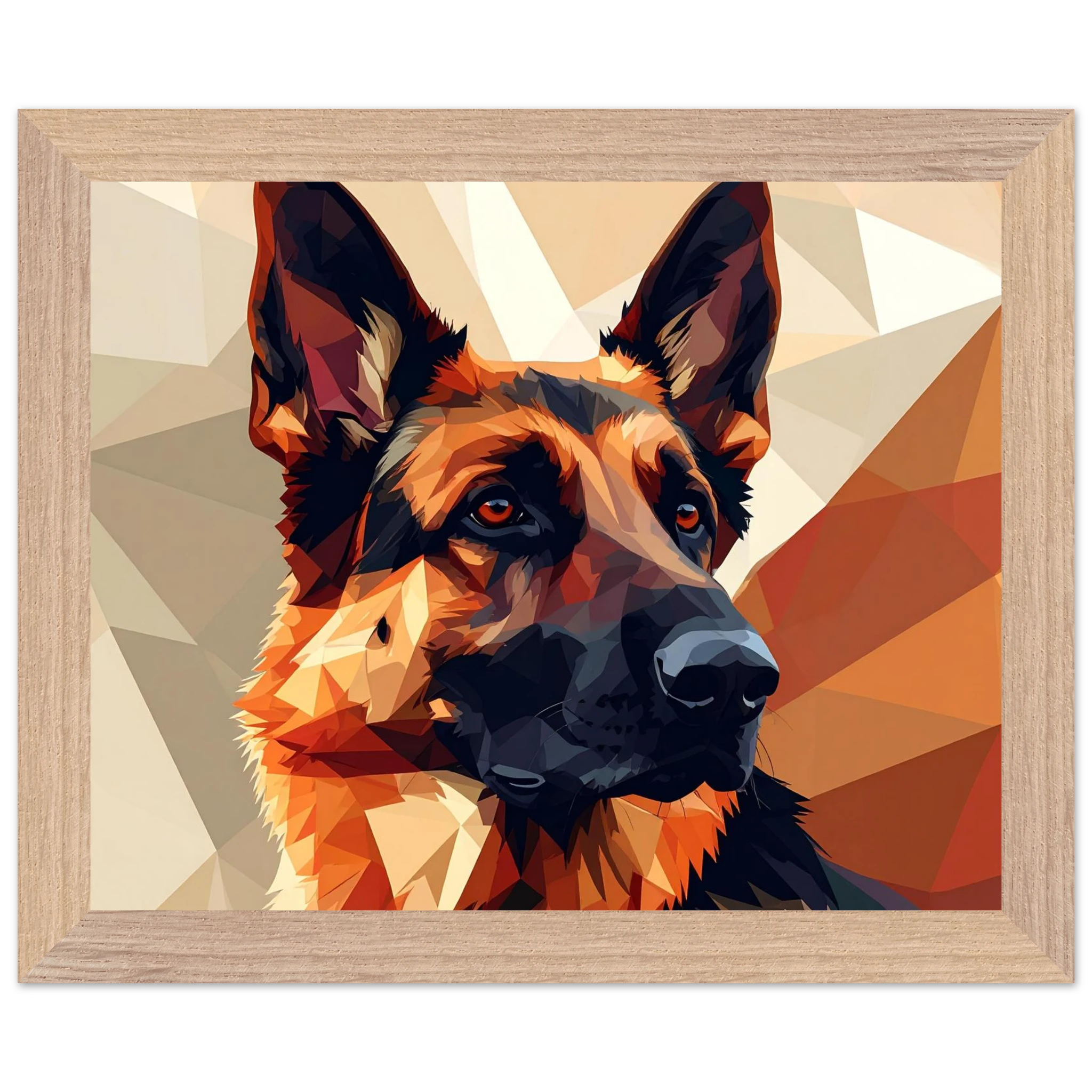 Abstrakter Schäferhund: Premium-Poster aus halbmattem Papier mit Holzrahmen – in verschiedenen Größen und Rahmenfarben-petllective