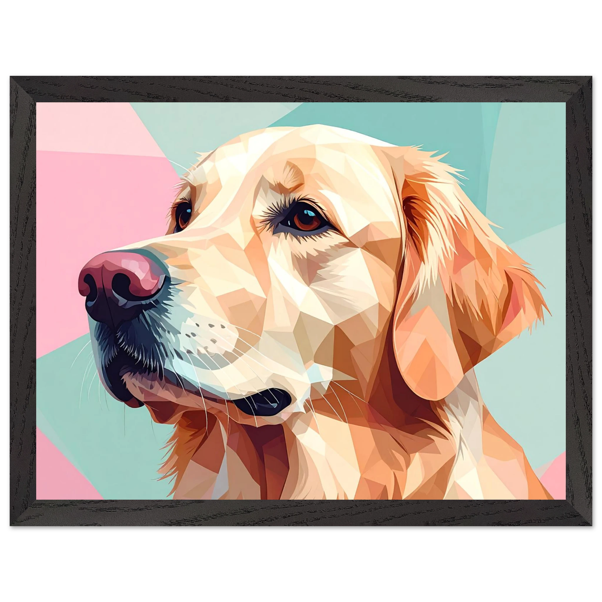 Abstrakter Golden Retriever: Premium-Poster mit Holzrahmen in deinem Wunschformat-petllective