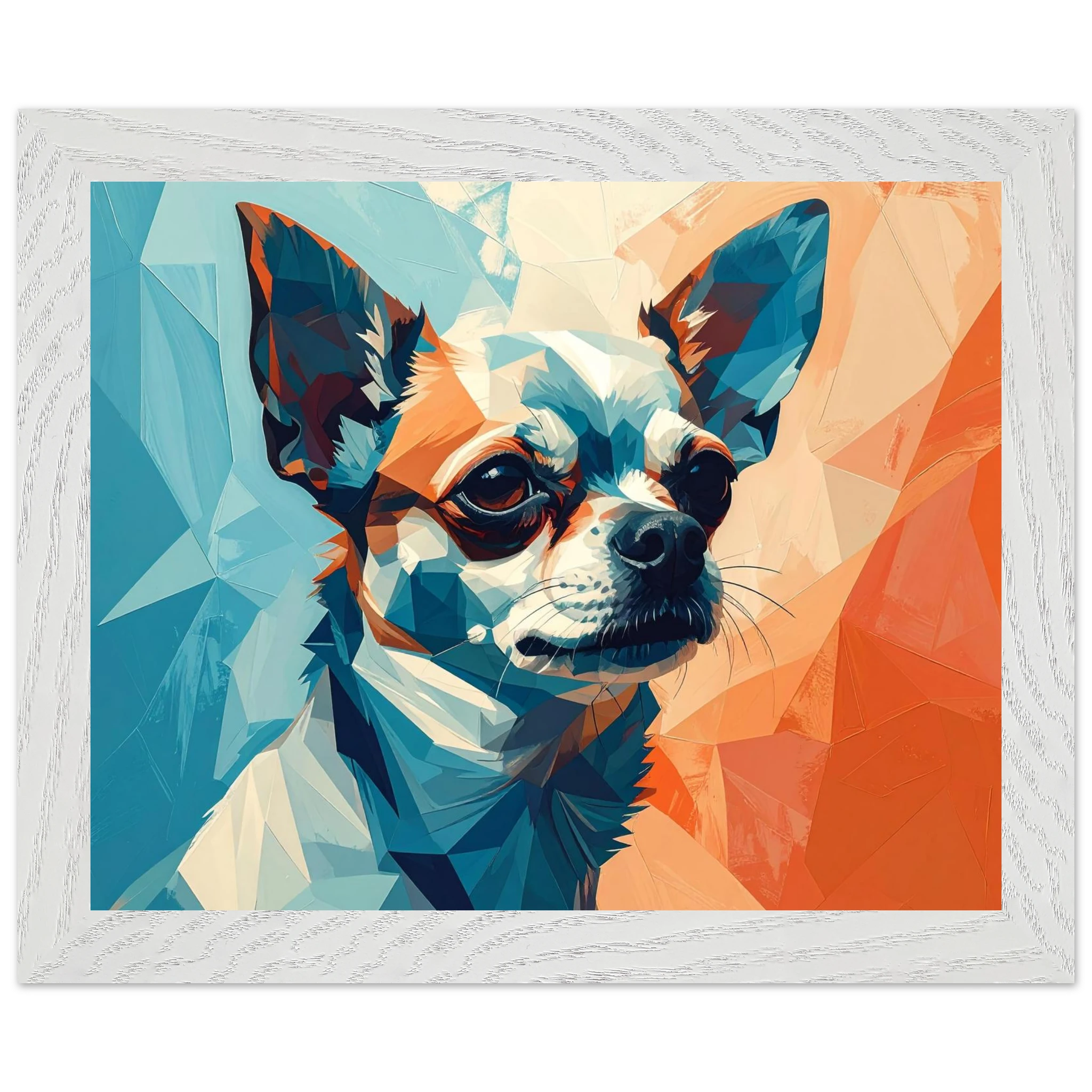 Chihuahua Geometrische Pop-Art: Premium-Poster aus halbmattem Premium-Papier mit Holzrahmen-petllective