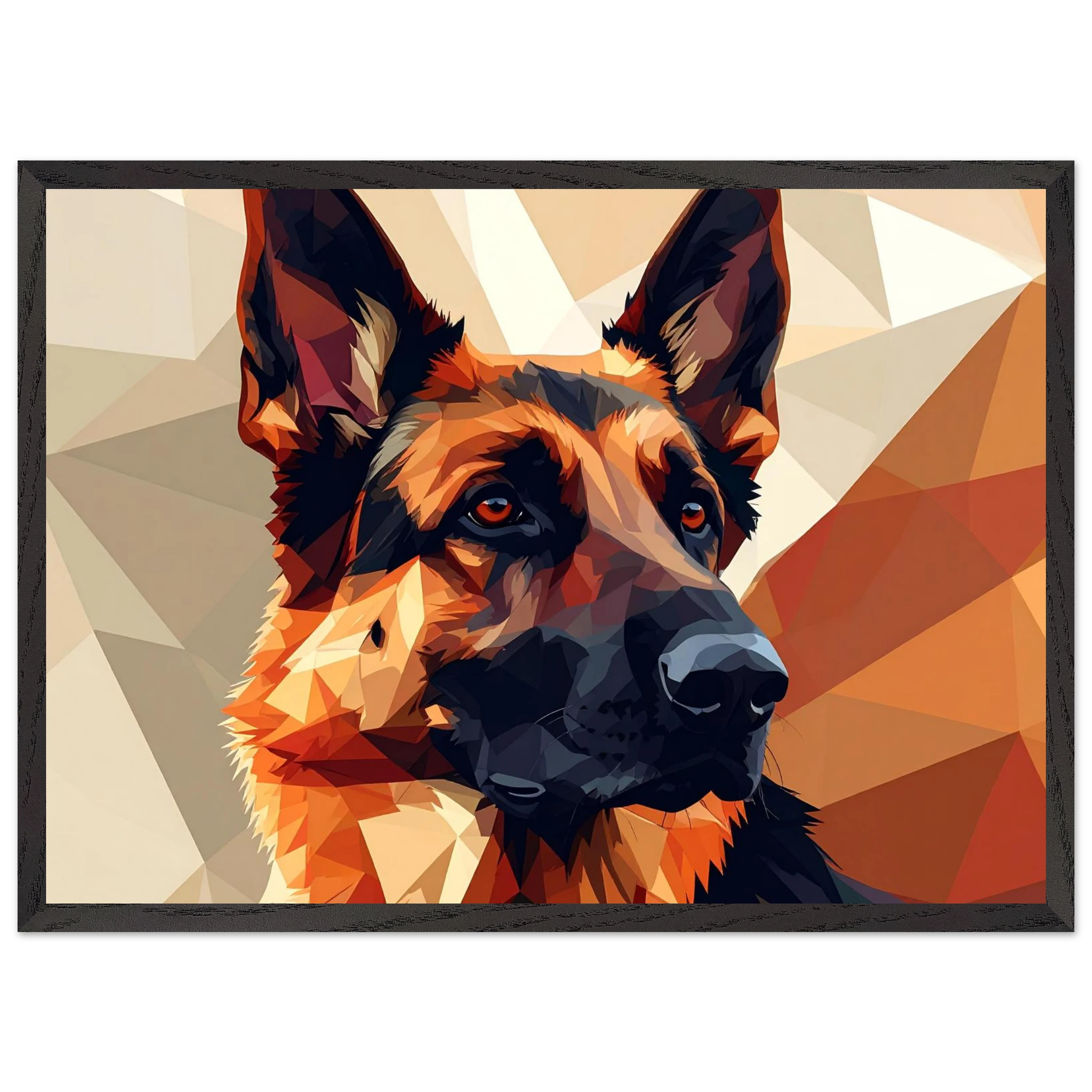 Abstrakter Schäferhund: Premium-Poster aus halbmattem Papier mit Holzrahmen – in verschiedenen Größen und Rahmenfarben-petllective