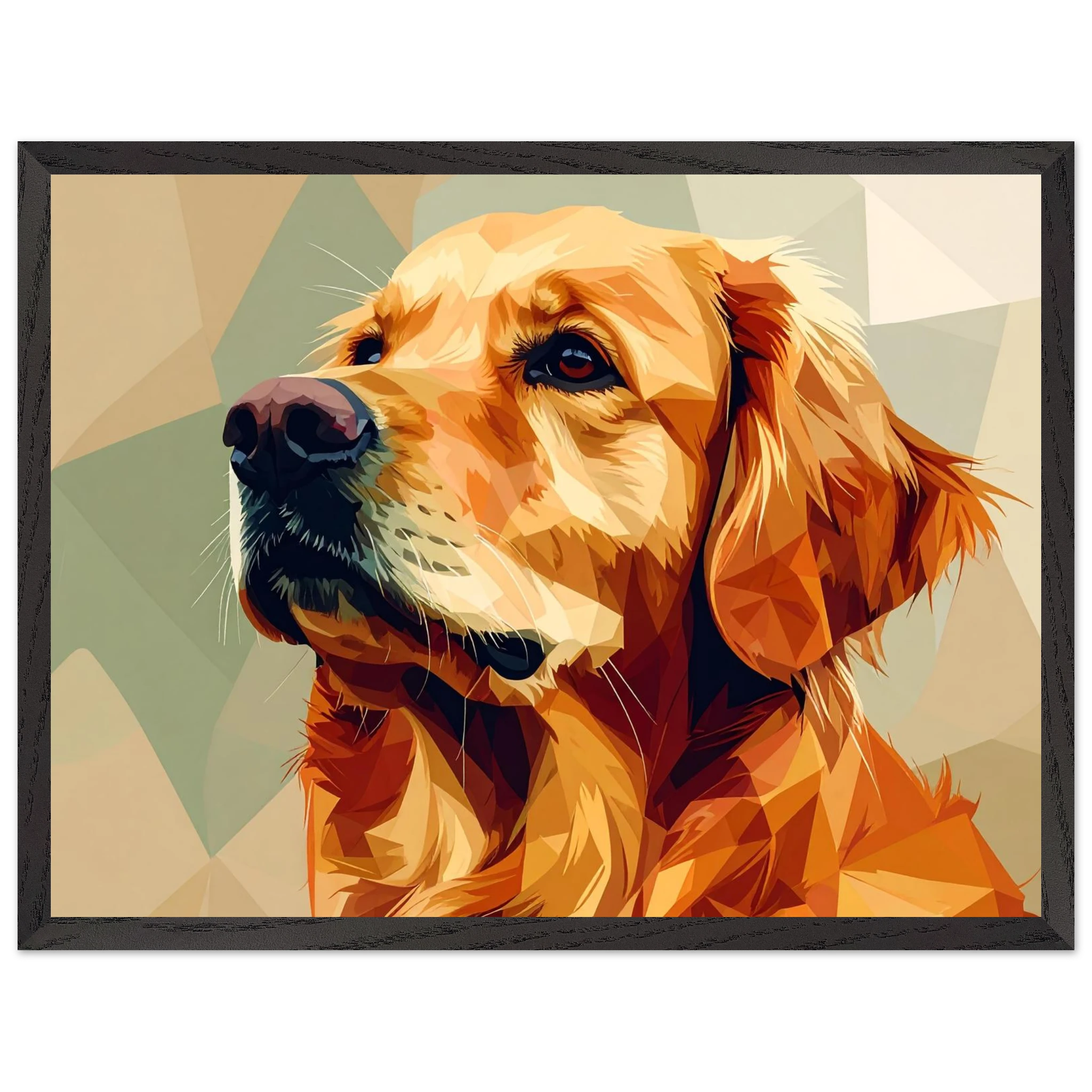 Golden Retriever Pop Art Premium-Poster mit Holzrahmen – Lebendige Wandkunst in deiner Wunschgröße und Rahmenfarbe-petllective