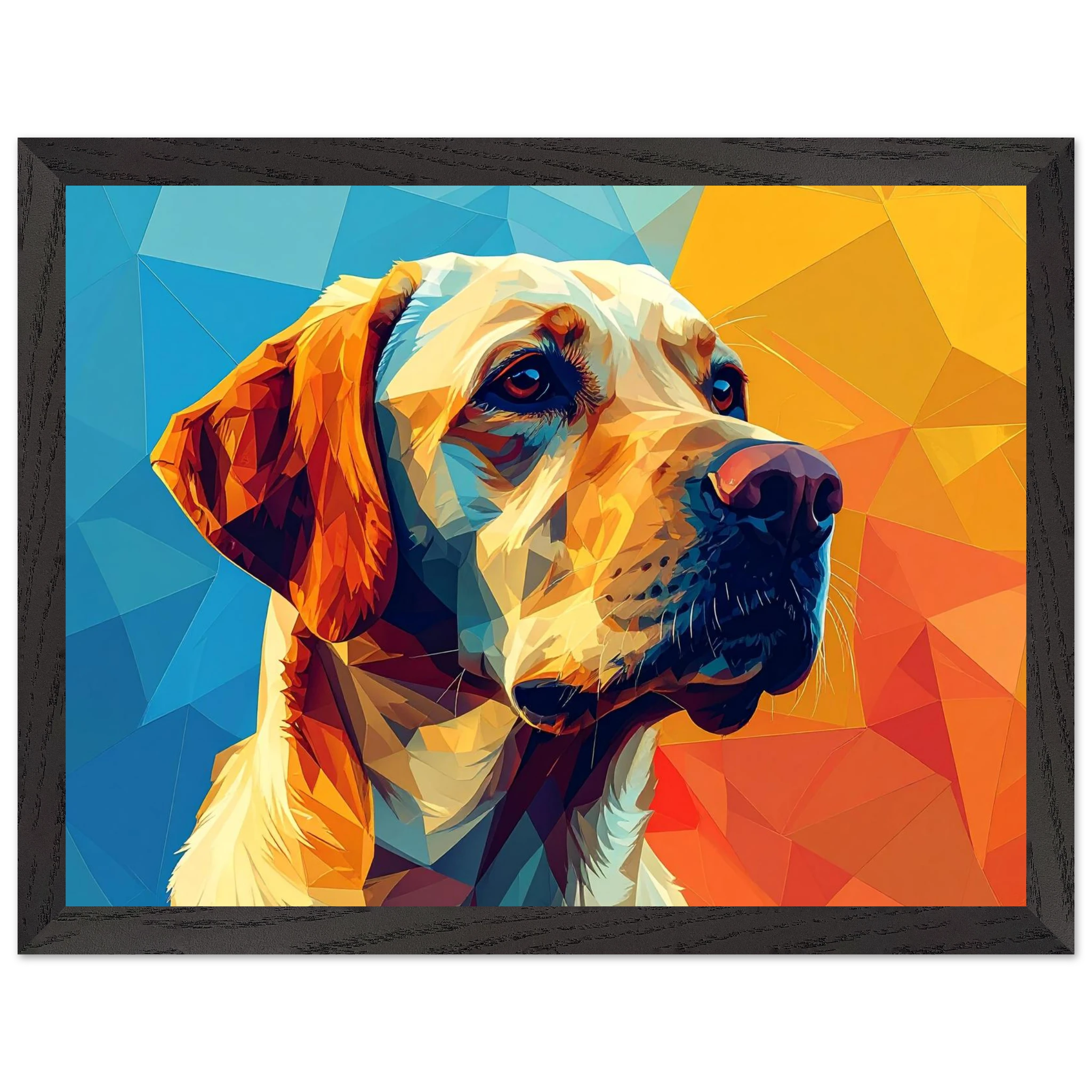 Labrador-Retriever-Portrait: Premium-Poster aus halbmattem Premium-Papier mit Holzrahmen-petllective