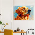 Golden Retriever im Mosaik-Stil: Premium-Poster mit Holzrahmen – für dein Zuhause in verschiedenen Größen & Rahmenfarben-petllective