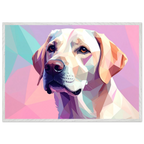 Labrador-Retriever-Portrait im Polygon-Stil: Premium-Poster mit Holzrahmen – Lebendige Farben-petllective