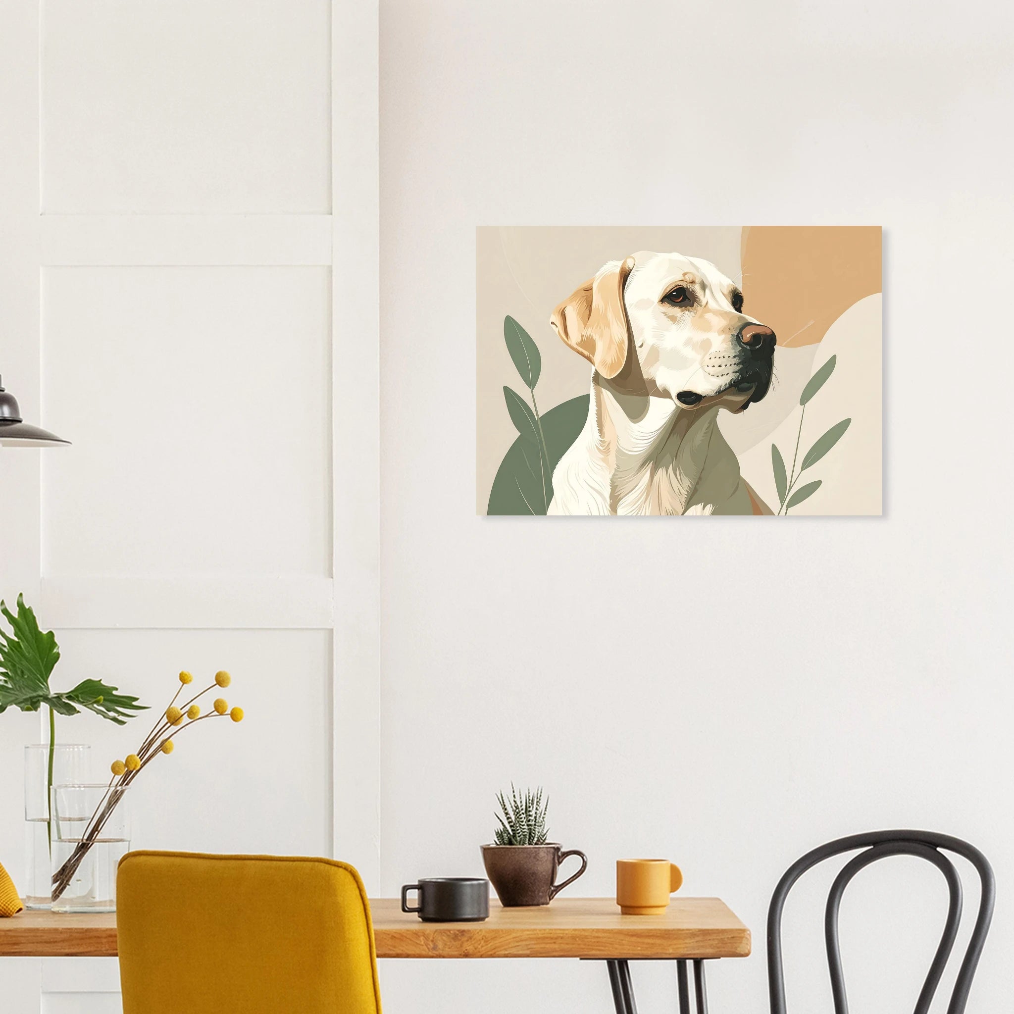 Minimalist Labrador Retriever Kunstdruck: Elegante Haustierporträts in sanften Farben-petllective
