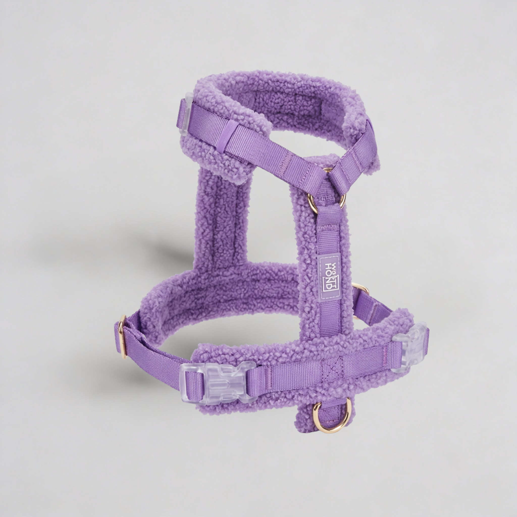 Hundegeschirr-Set – Teddy-Optik – Violett – inkl. Leine