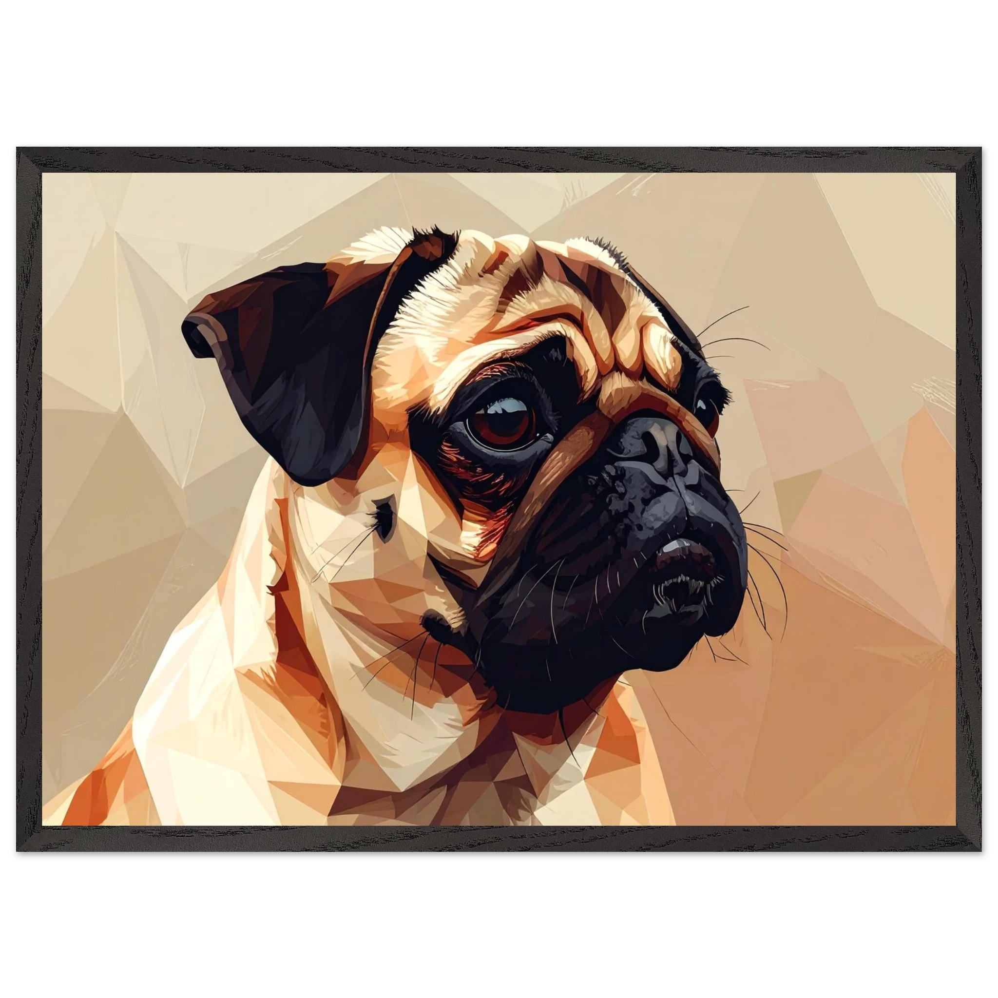 Gerahmtes Premium-Poster: Geometrischer Mops – Ausdrucksstarke Haustier-Kunst für Ihr Zuhause-petllective