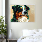 Australian Shepherd im Pop-Art-Stil – Premium-Poster mit Holzrahmen-petllective