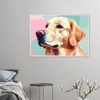 Abstrakter Golden Retriever: Premium-Poster mit Holzrahmen in deinem Wunschformat-petllective