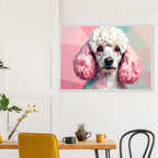 Abstrakter Pudel: Premium-Poster mit Holzrahmen in deinem Wunschformat und Rahmenfarbe-petllective