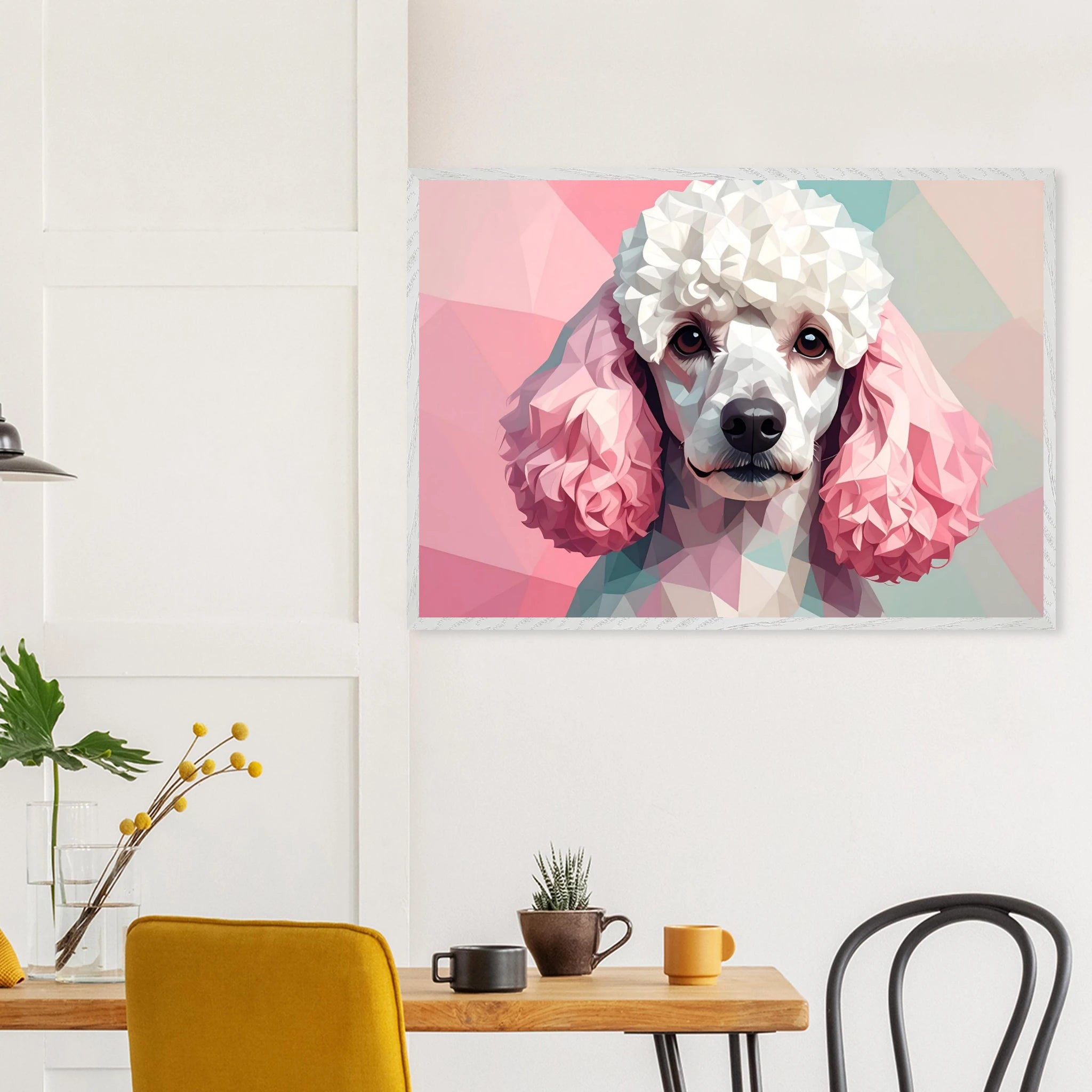 Abstrakter Pudel: Premium-Poster mit Holzrahmen in deinem Wunschformat und Rahmenfarbe-petllective