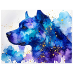 Hundeporträt Aquarell Blau Kunstdruck Wandbild – Fine Art Poster-petllective