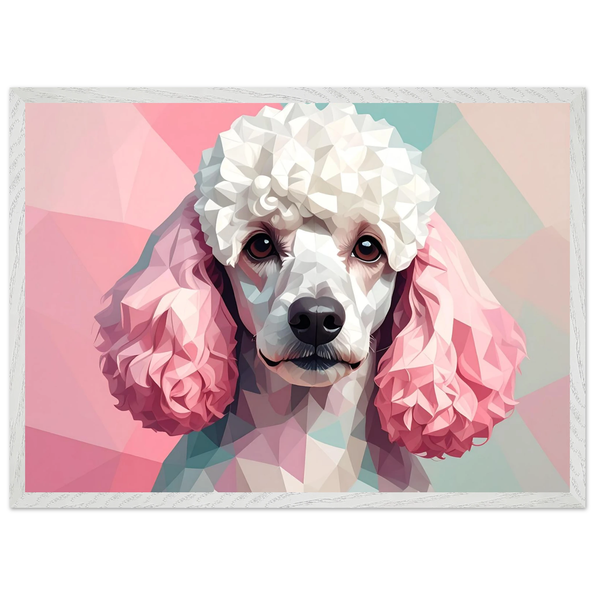 Abstrakter Pudel: Premium-Poster mit Holzrahmen in deinem Wunschformat und Rahmenfarbe-petllective